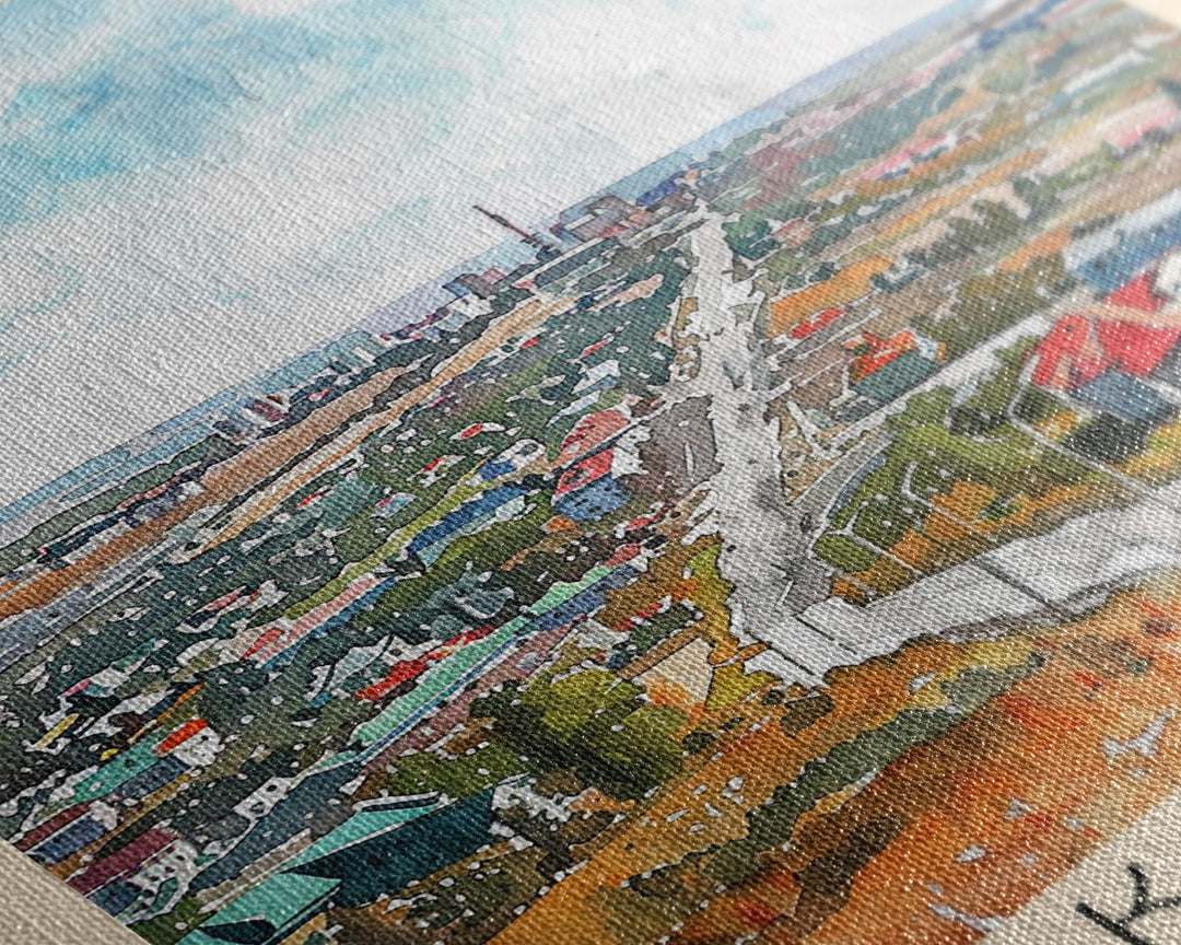 Kursk Russia Travel Poster Framed Canvas Print, Watercolor Cityscape, Wall Art, Home Decor, Travel Print, Original Painting, Artistic Gift