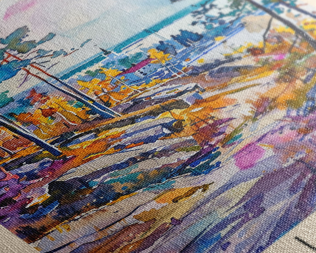 Lahti Finland Travel Poster Framed Canvas Print, Scenic Landscape, Watercolor Art, Wall Decor, Home Decoration, Travel Print, Original Painting