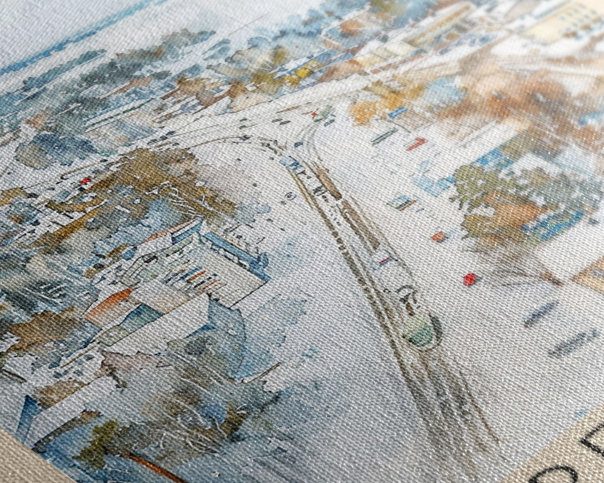 Lappeenranta Finland Travel Poster Framed Canvas Print, Scenic Landscape, Watercolor Painting, Wall Art, Home Decor, Travel Print, Artistic Gift