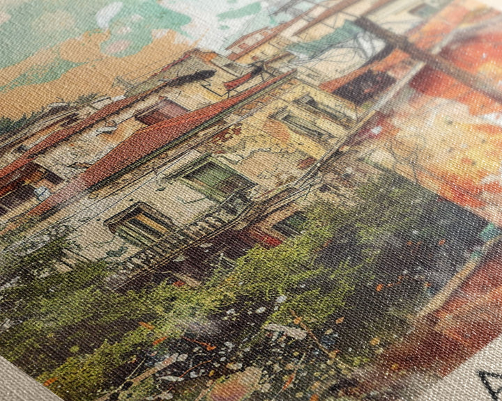 Larissa Greece Travel Poster Framed Canvas Print, Urban Landscape, Watercolor Art, Wall Decor, Home Decoration, Travel Print, Original Art