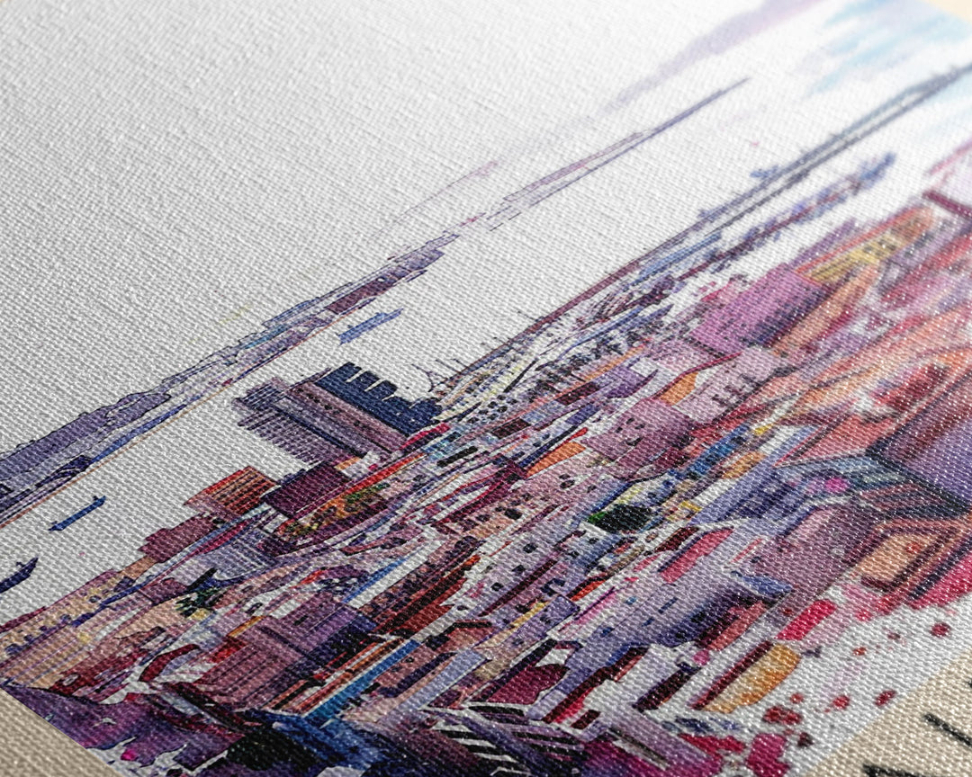 Las Palmas de Gran Canaria Spain Travel Poster Framed Canvas Print, Coastal Cityscape, Wall Art, Tropical Home Decor, Travel Print, Artistic Gift