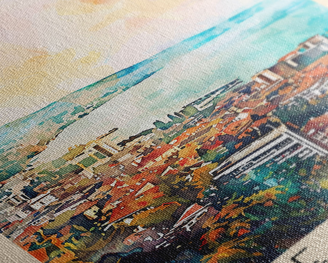 Lausanne Switzerland Travel Poster Framed Canvas Print, Scenic Landscape Art, Wall Decor, Home Decoration, Travel Print, Original Painting