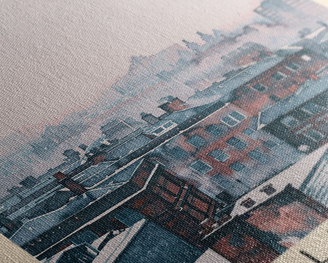 Leeds United Kingdom Travel Poster Framed Canvas Print, Urban Cityscape, Watercolor Art, Wall Decoration, Travel Print, Unique Art Gift