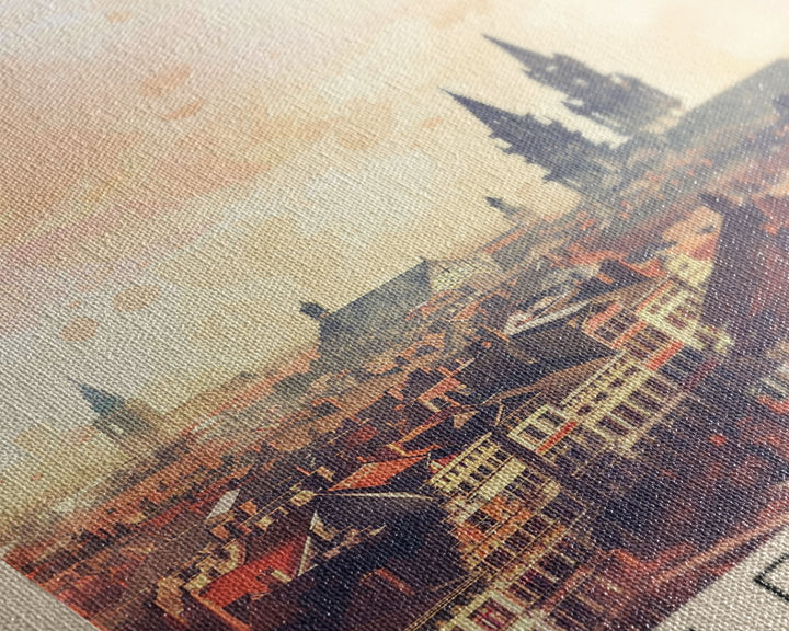 Leuven Belgium Travel Poster Framed Canvas Print, Historic Cityscape, Watercolor Art, Wall Decor, Home Decoration, Travel Print, Original Art