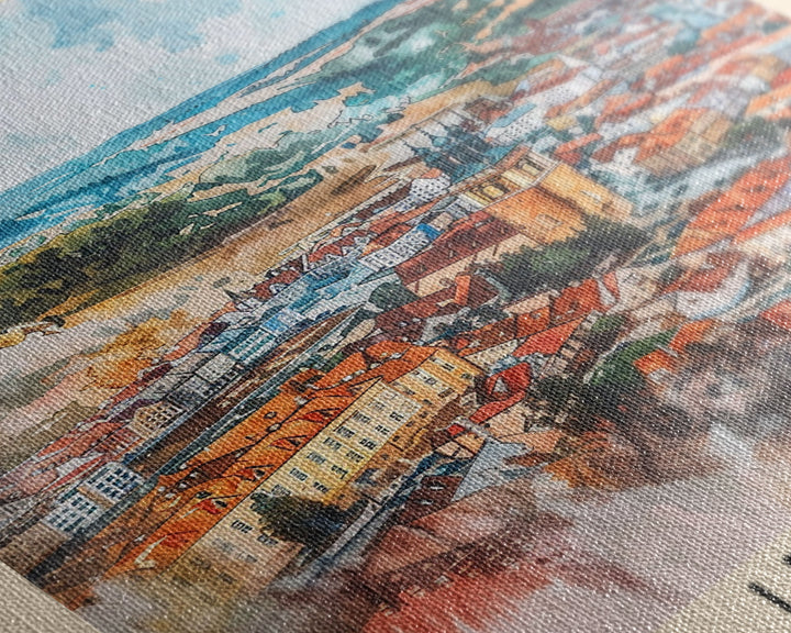 Liberec Czech Republic Travel Poster Framed Canvas Print, Scenic Landscape, Watercolor Art, Wall Decor, Home Decoration, Travel Print, Original Painting