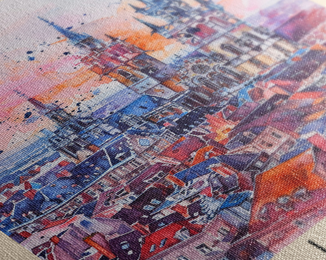 Liege Belgium Travel Poster Framed Canvas Print, Urban Landscape, Watercolor Art, Wall Decor, Home Decoration, Travel Print, Original Art