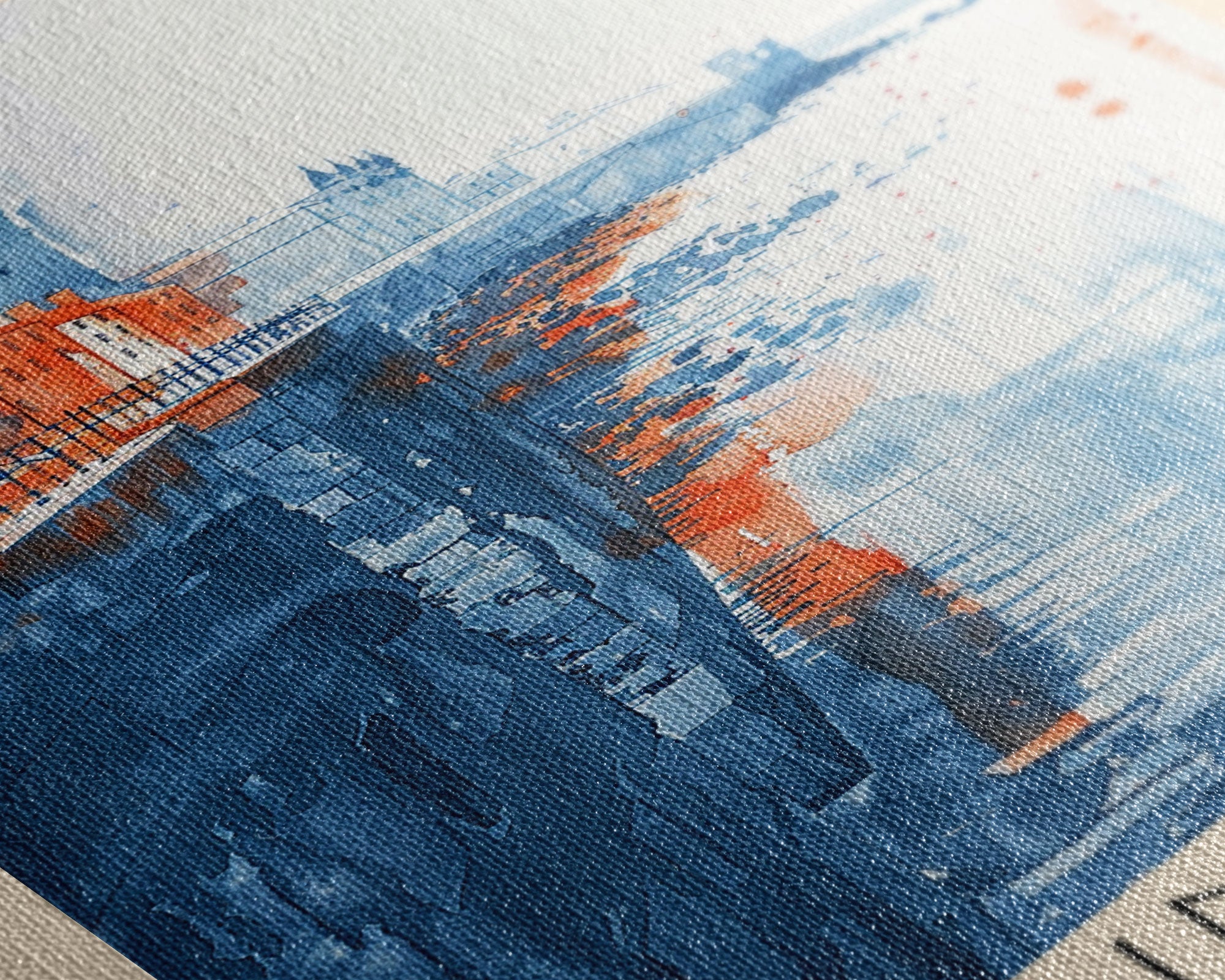 Limerick Ireland Travel Poster Framed Canvas Print, Scenic Landscape, Watercolor Art, Wall Decoration, Home Decor, Travel Print, Original Painting