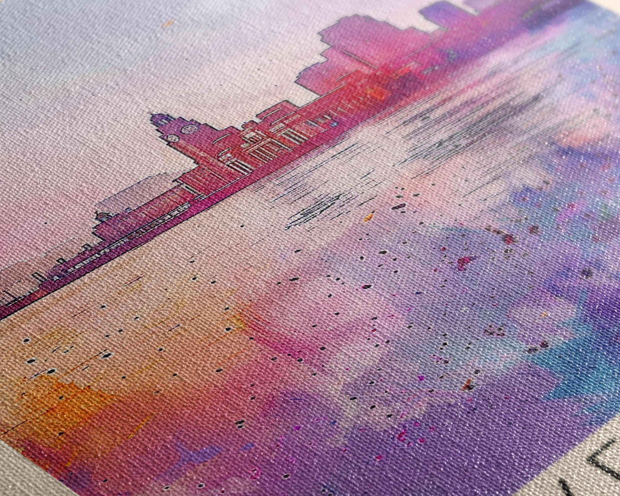 Liverpool United Kingdom Travel Poster Framed Canvas Print, Historic Cityscape, Watercolor Art, Wall Decor, Home Decoration, Travel Print, Original Art