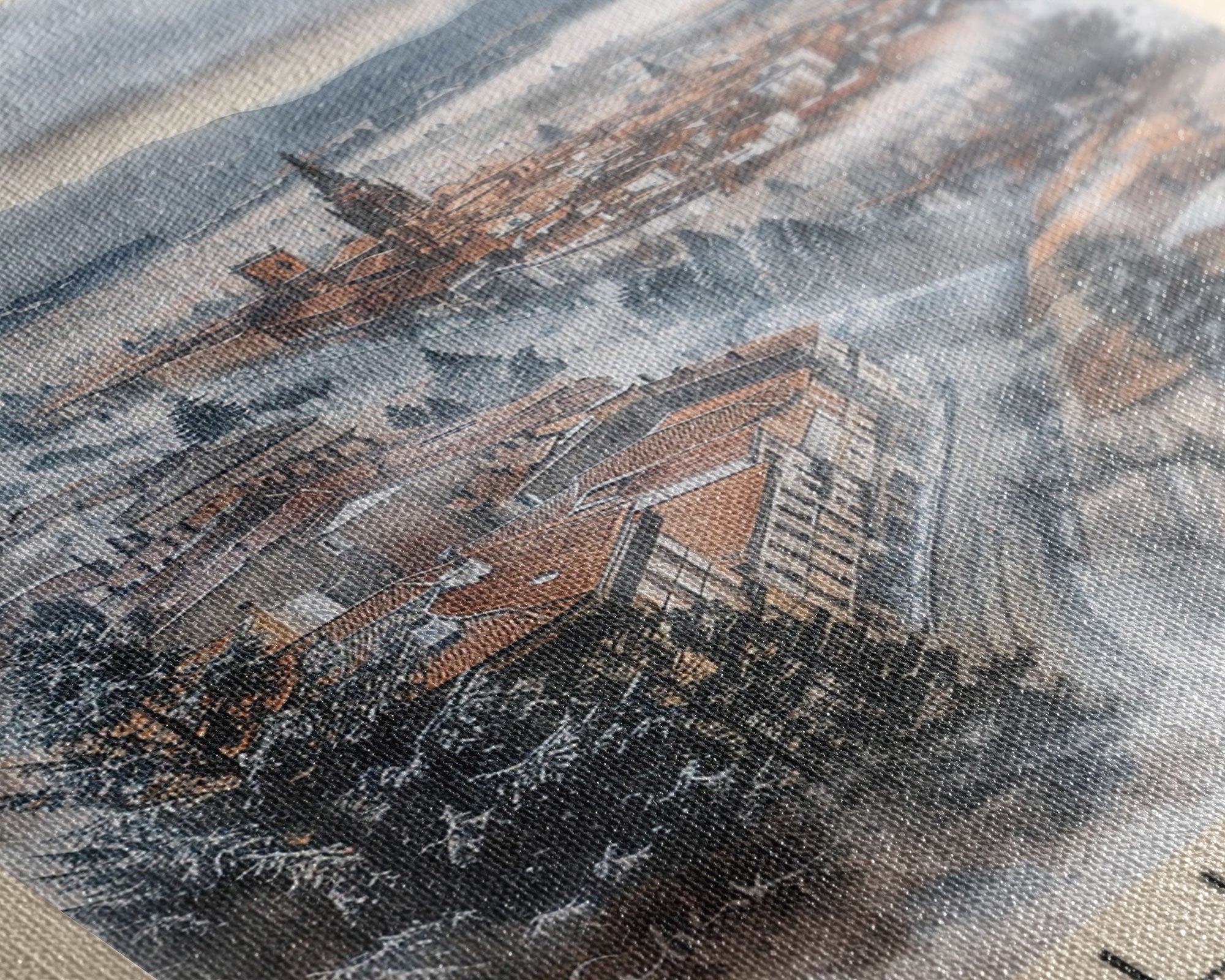 Lleida Spain Travel Poster Framed Canvas Print, Urban Landscape, Watercolor Art, Wall Decor, Home Decoration, Travel Print, Original Art