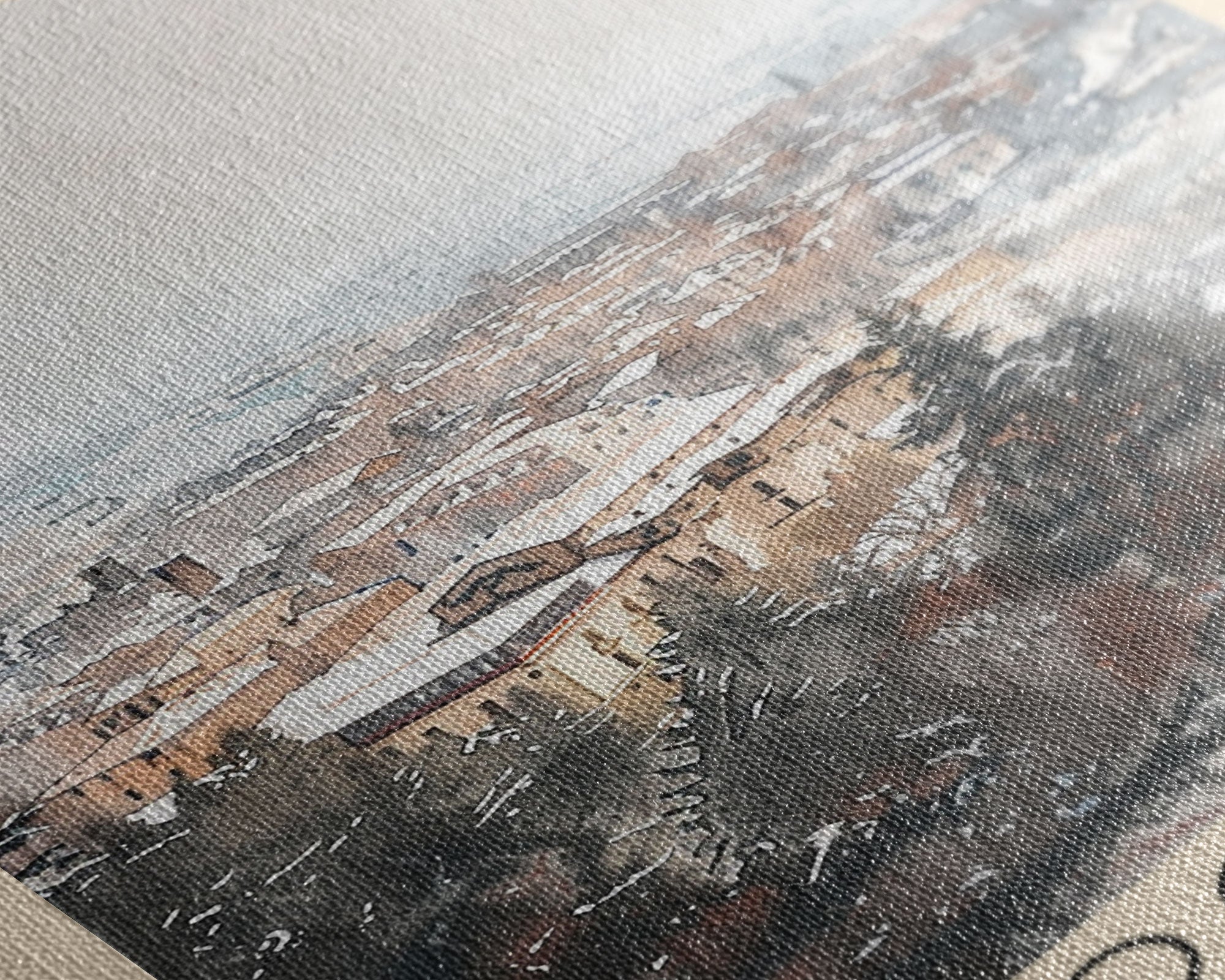 Logrońo Spain Travel Poster Framed Canvas Print, Scenic Landscape, Watercolor Art, Wall Decoration, Home Decor, Travel Print, Original Painting