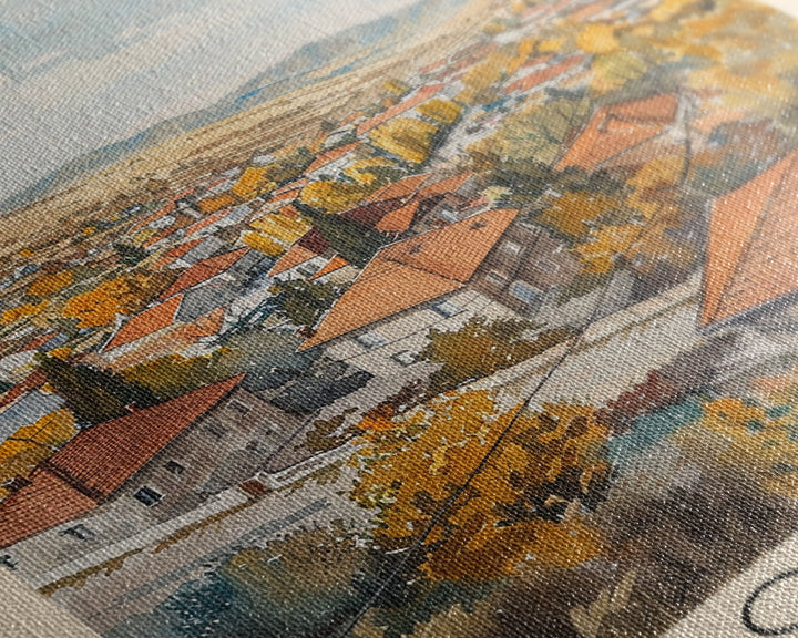 Loznica Serbia Travel Poster Framed Canvas Print, Urban Landscape, Watercolor Art, Wall Decor, Home Decoration, Travel Print, Original Art