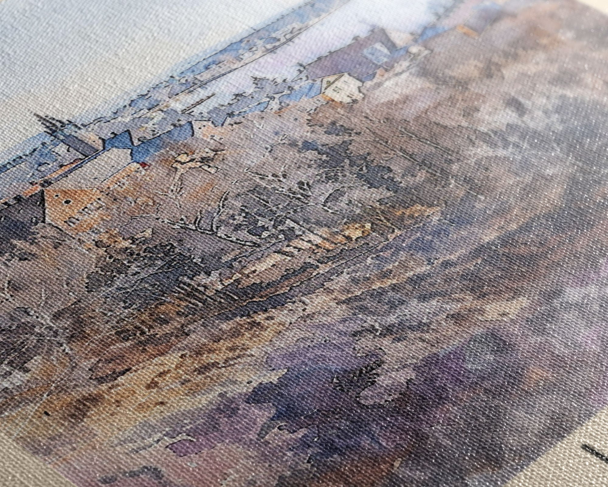 Lund Sweden Travel Poster Framed Canvas Print, Historic Cityscape, Watercolor Art, Wall Decor, Home Decoration, Travel Print, Original Art