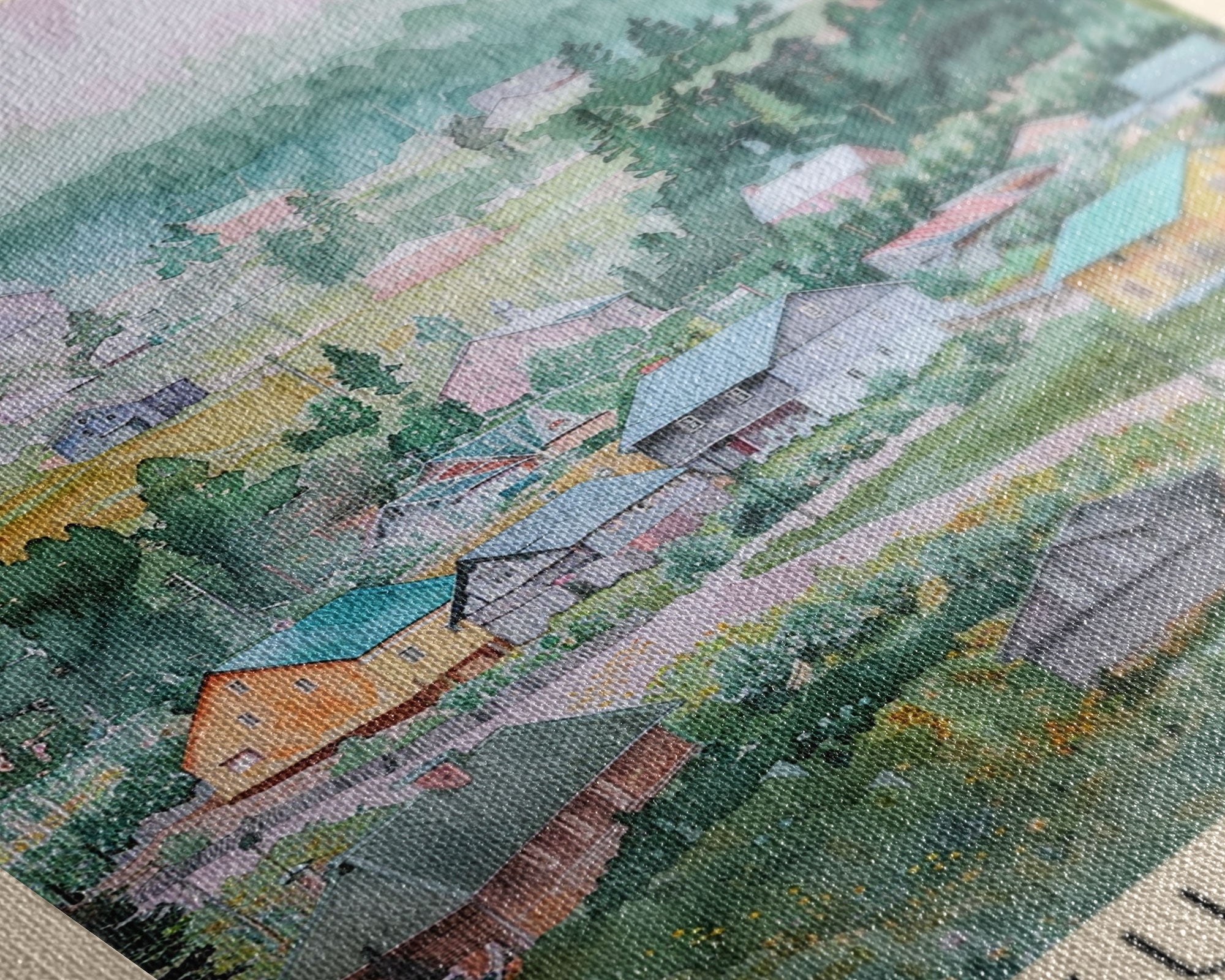 Lyubertsy Russia Travel Poster Framed Canvas Print, Modern Cityscape, Watercolor Painting, Wall Decor, Interior Art, Travel Print, Unique Design