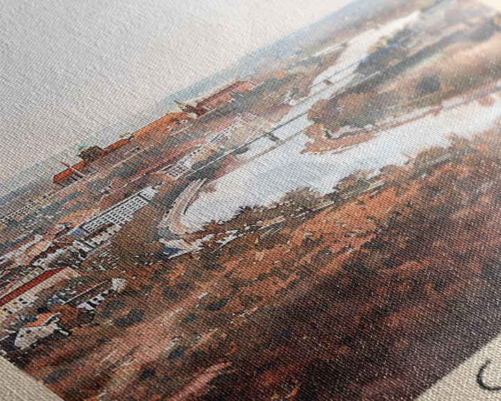 Magdeburg Germany Travel Poster Framed Canvas Print, Historic Landmarks, Watercolor Art, Wall Decor, Home Interior, Travel Print, Artistic Gift