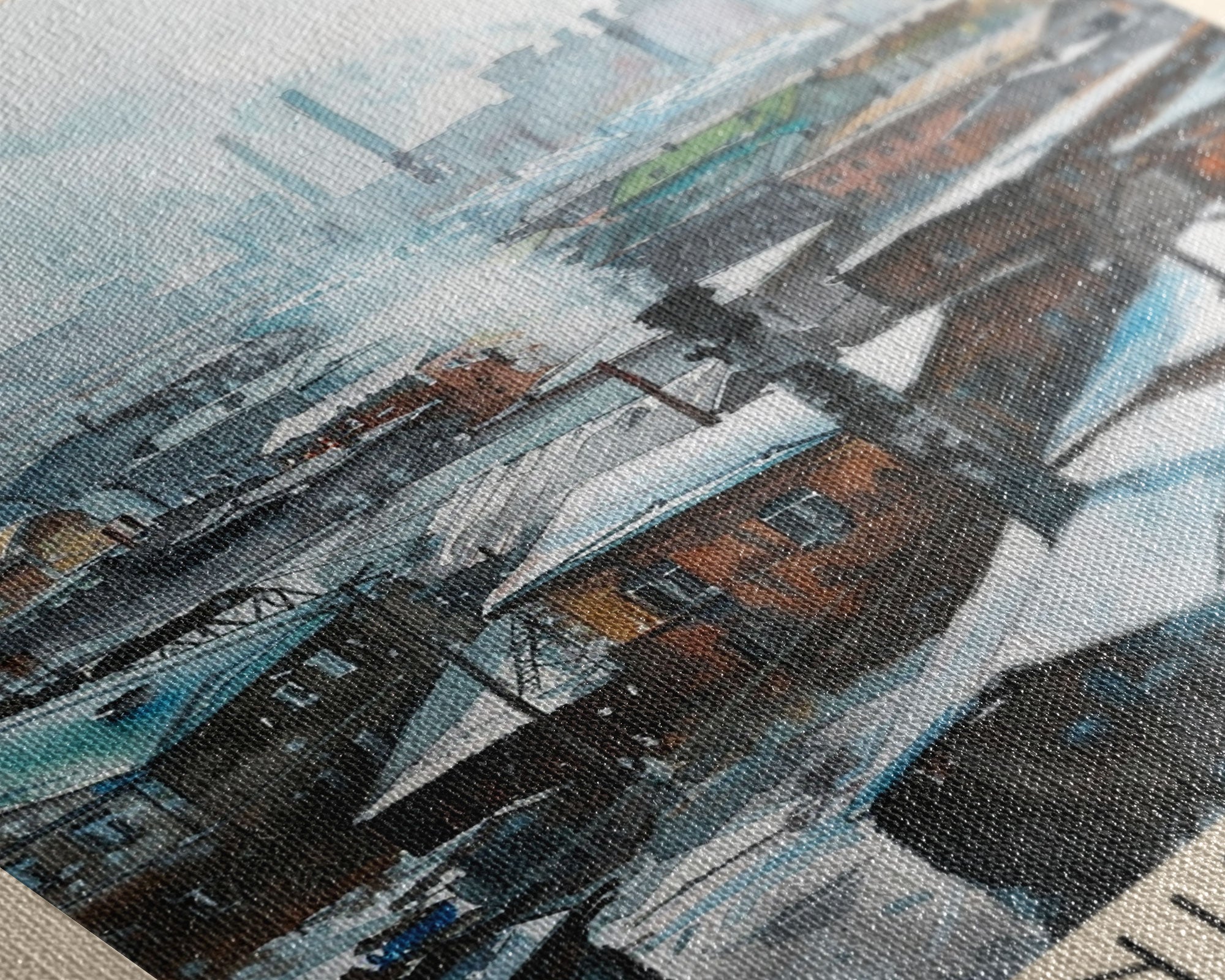 Magnitogorsk Russia Travel Poster Framed Canvas Print, Industrial Cityscape, Watercolor Painting, Wall Art, Home Decor, Travel Print, Original Piece