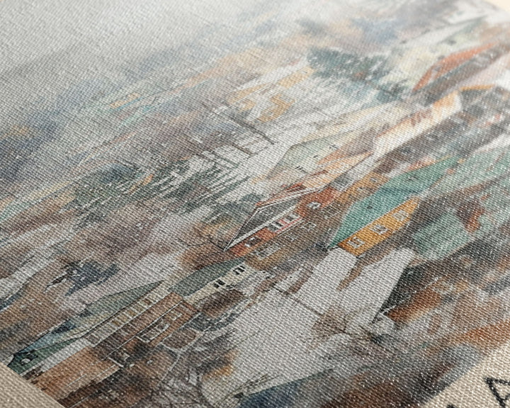 Makiivka Ukraine Travel Poster Framed Canvas Print, Urban Landscape, Watercolor Painting, Wall Art, Home Decoration, Travel Print, Unique Art