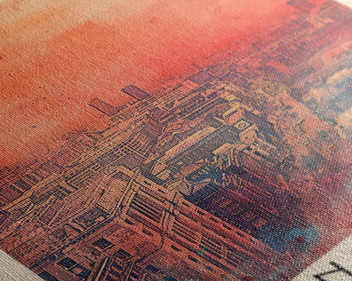 Manchester United Kingdom Travel Poster Framed Canvas Print, Iconic Landmarks, Watercolor Painting, Wall Decor, Interior Art, Travel Print, Artistic Gift