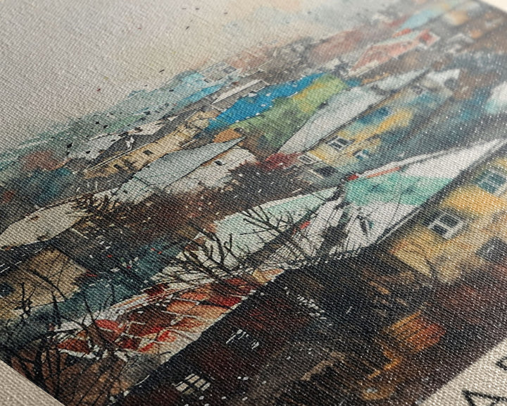 Mariupol Ukraine Travel Poster Framed Canvas Print, Scenic Cityscape, Watercolor Painting, Wall Decor, Interior Design, Travel Print, Unique Artwork