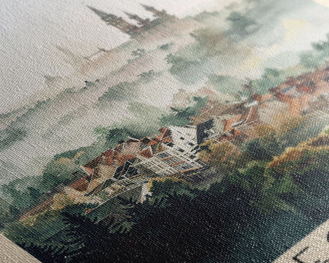 Mechelen Belgium Travel Poster Framed Canvas Print, Historic Architecture, Watercolor Painting, Wall Hanging, Home Decor, Travel Print, Artistic Piece