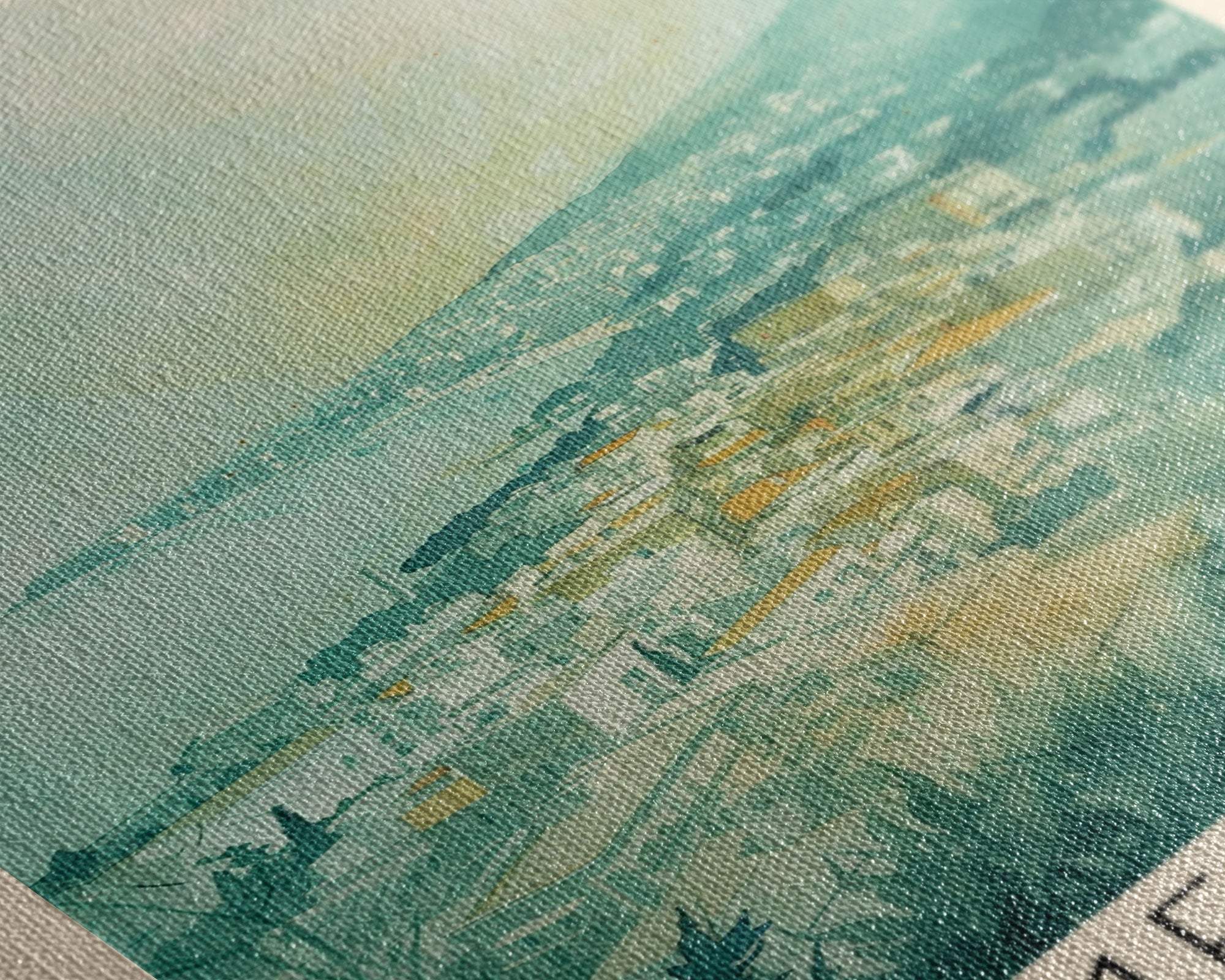 Messina Italy Travel Poster Framed Canvas Print, Urban Coastal Cityscape, Watercolor Art, Wall Decor, Home Decoration, Travel Print, Unique Art