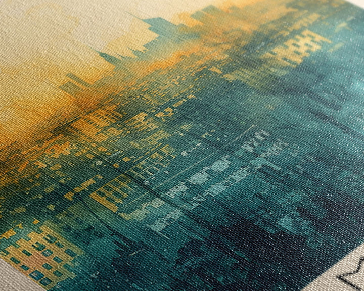 Milan Italy Travel Poster Framed Canvas Print, Iconic Landmarks, Urban Art, Wall Hanging, Home Decor, Travel Print, Artistic Gift