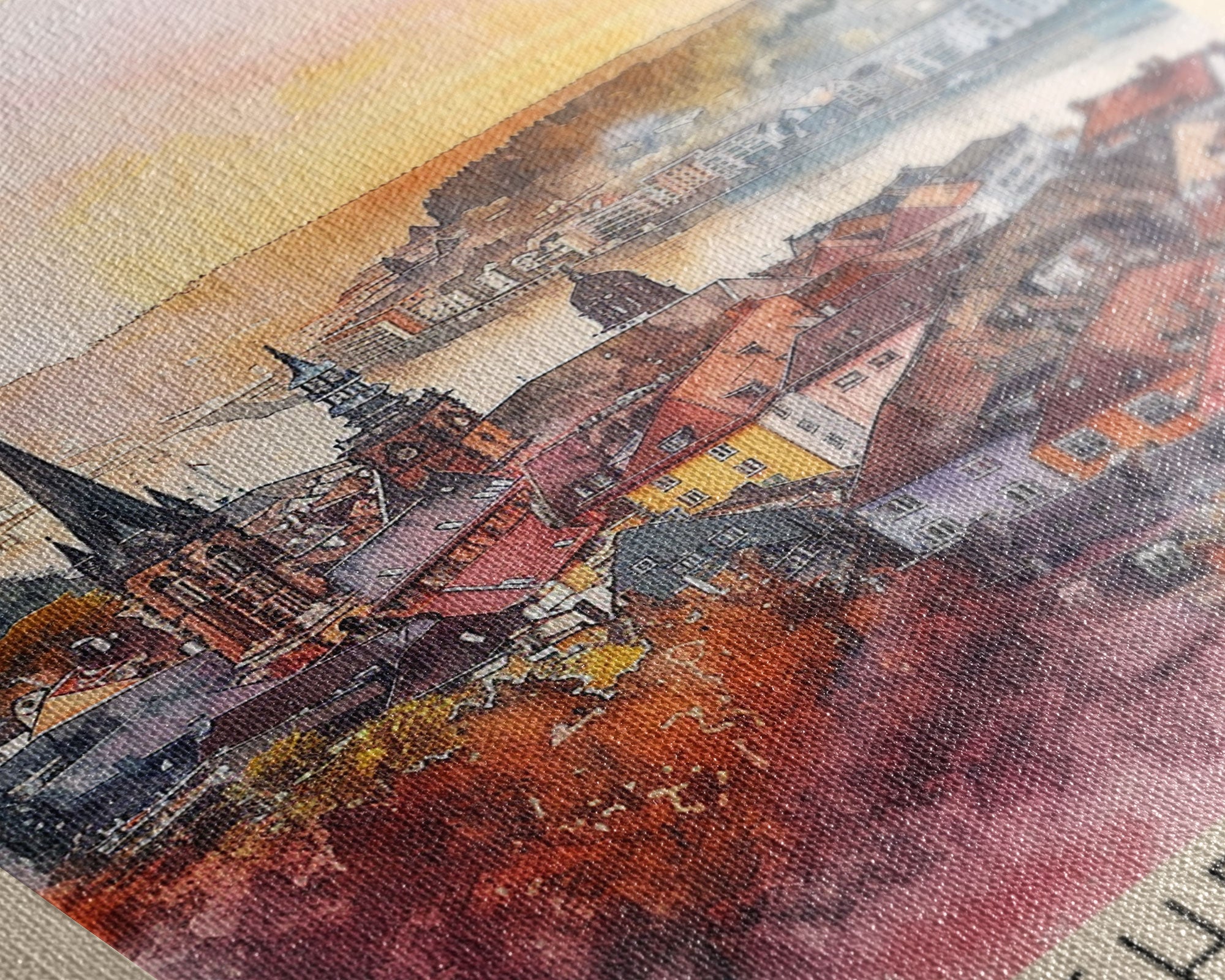 Mönchengladbach Germany Travel Poster Framed Canvas Print, Modern Cityscape, Watercolor Art, Wall Decoration, Interior Decor, Travel Print, Unique Artwork