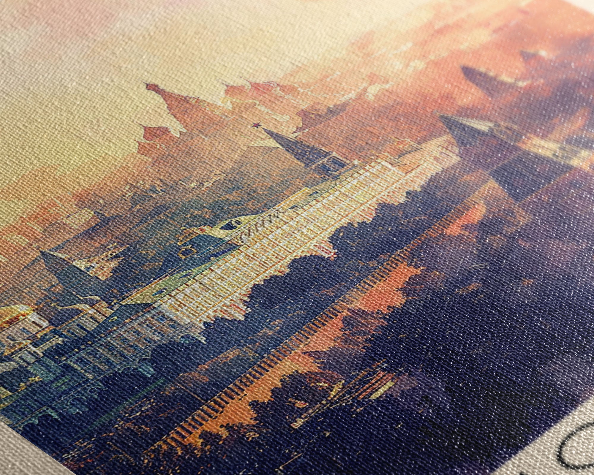 Moscow Russia Travel Poster Framed Canvas Print, Historic Landmarks, Watercolor Painting, Wall Art, Home Decor, Travel Print, Artistic Gift