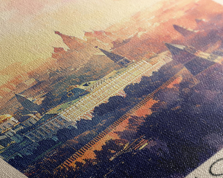 Moscow Russia Travel Poster Framed Canvas Print, Historic Landmarks, Watercolor Painting, Wall Art, Home Decor, Travel Print, Artistic Gift