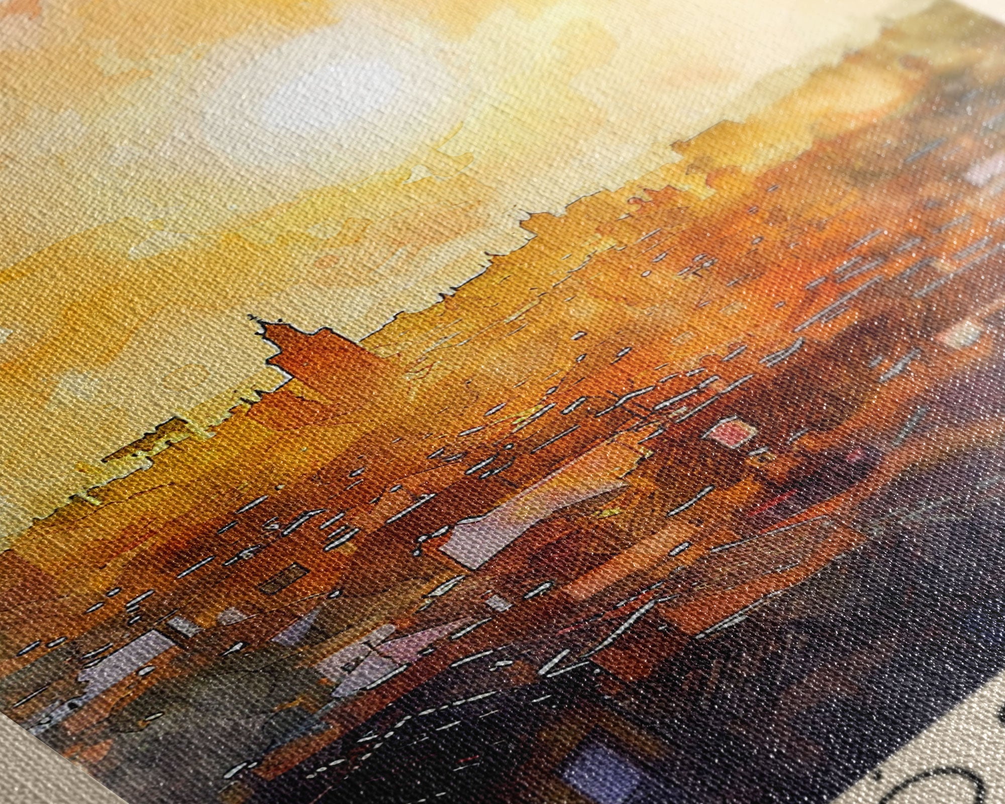 Móstoles Spain Travel Poster Framed Canvas Print, Urban Landscape, Watercolor Art, Wall Decor, Interior Decor, Travel Print, Unique Artwork