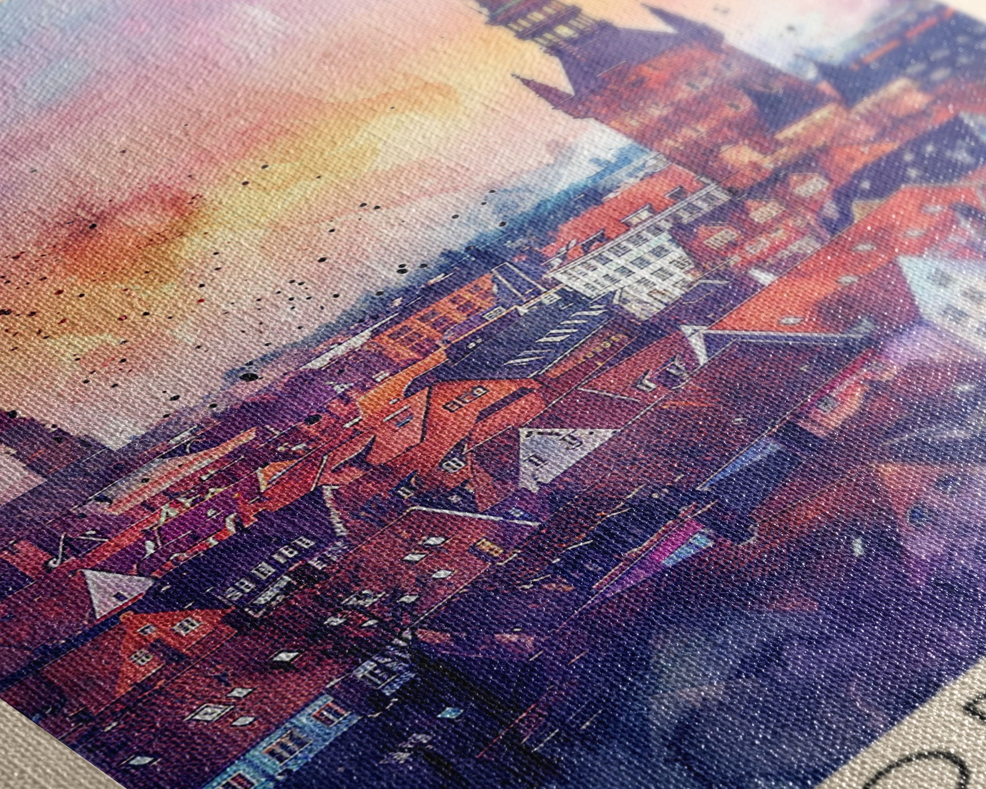 Odense Denmark Travel Poster Framed Canvas Print, Watercolor Painting, Scenic Wall Art, Home Decor, Danish Cityscape, Artistic Decor