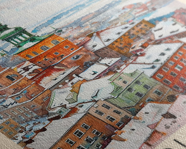 Olsztyn Poland Travel Poster Framed Canvas Print, Watercolor Painting, Scenic Wall Art, Home Decor, Polish Landscape, Classic Art