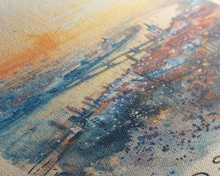 Ostrava Czech Travel Poster Framed Canvas Print, Watercolor Painting, Urban Wall Art, Home Decor, Czech Cityscape, Vintage Style