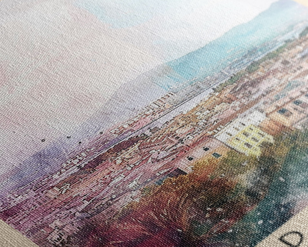 Palma Spain Travel Poster Framed Canvas Print, Watercolor Painting, Scenic Wall Art, Home Decor, Spanish Landscape, Minimalist Art