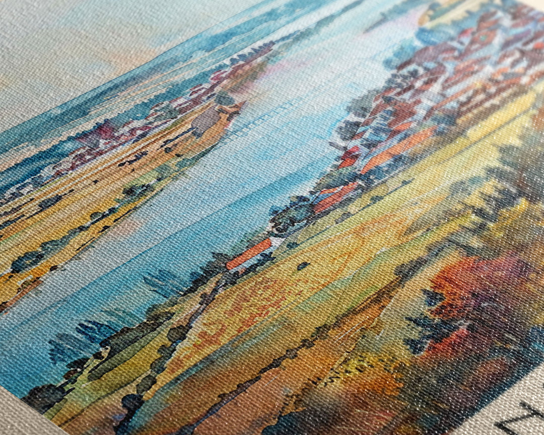 Panevys Lithuania Travel Poster Framed Canvas Print, Watercolor Painting, Scenic Wall Art, Home Decor, Lithuanian Cityscape, Artistic Decor