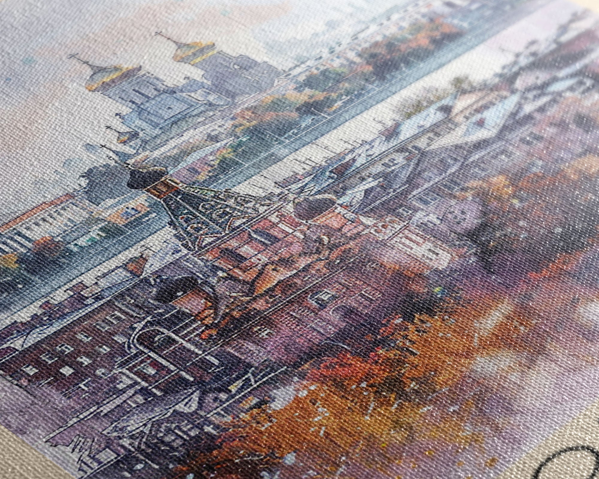 Podolsk Russia Travel Poster Framed Canvas Print, Watercolor Painting, Urban Wall Art, Home Decor, Russian Cityscape, Contemporary Art