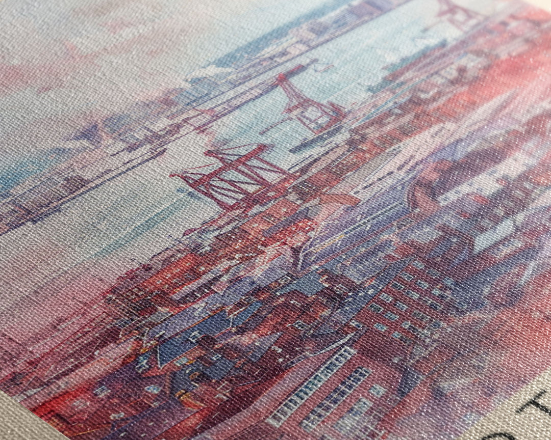 Portsmouth United Kingdom Travel Poster Framed Canvas Print, Watercolor Painting, Coastal Wall Art, Home Decor, British Seaside, Modern Art