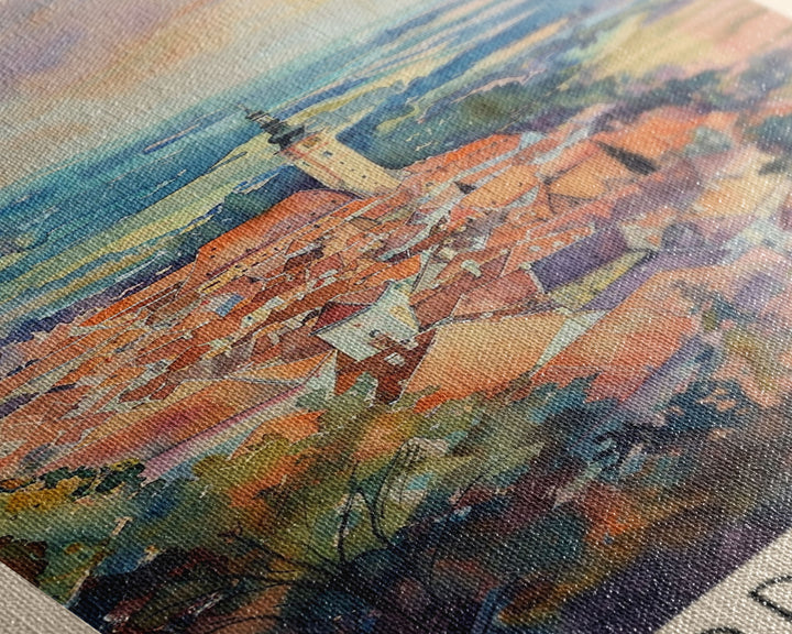 Presov Slovakia Travel Poster Framed Canvas Print, Watercolor Painting, Scenic Wall Art, Home Decor, Slovakian Cityscape, Artistic Decor