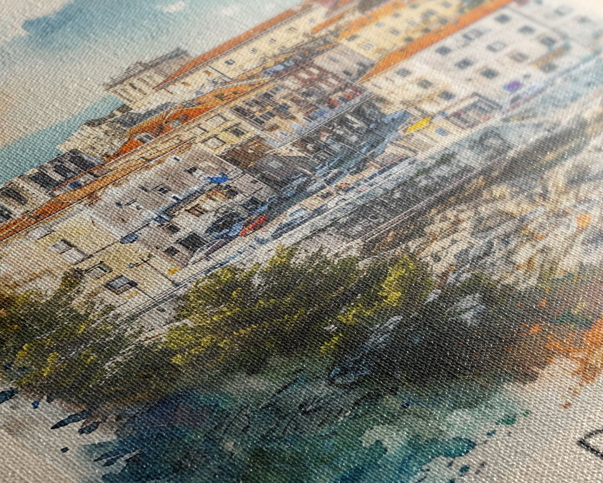 Pula Croatia Travel Poster Framed Canvas Print, Watercolor Painting, Coastal Wall Art, Home Decor, Croatian Seaside, Vibrant Decor