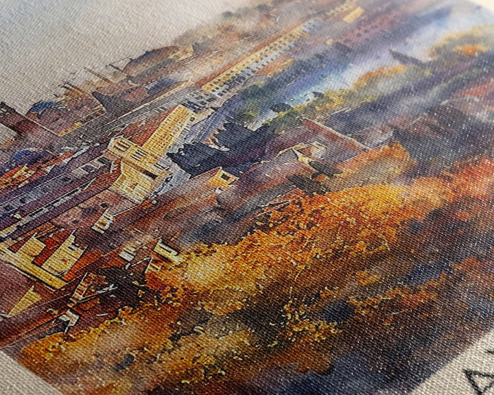 Ravenna Italy Travel Poster Framed Canvas Print, Watercolor Painting, Scenic Wall Art, Home Decor, Italian Cityscape, Historic Art