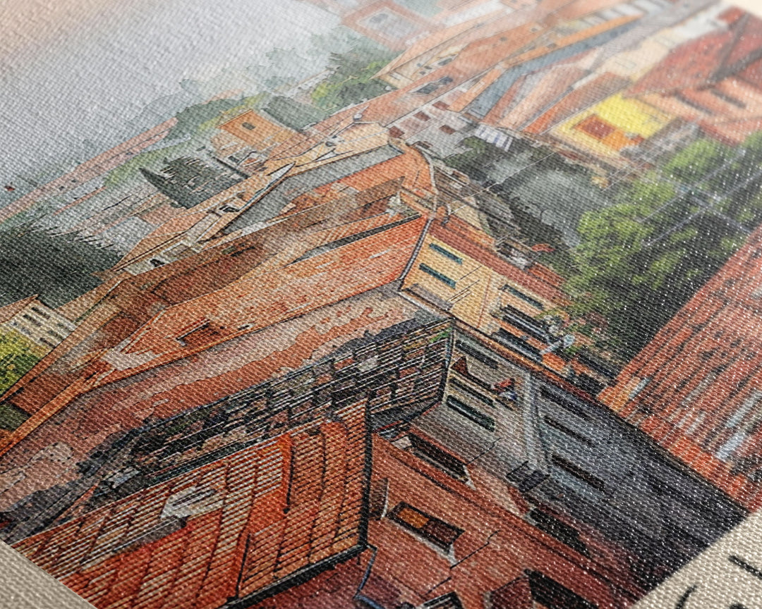 Reggio Emilia Italy Travel Poster Framed Canvas Print, Watercolor Painting, Scenic Wall Art, Home Decor, Italian Landscape, Artistic Art