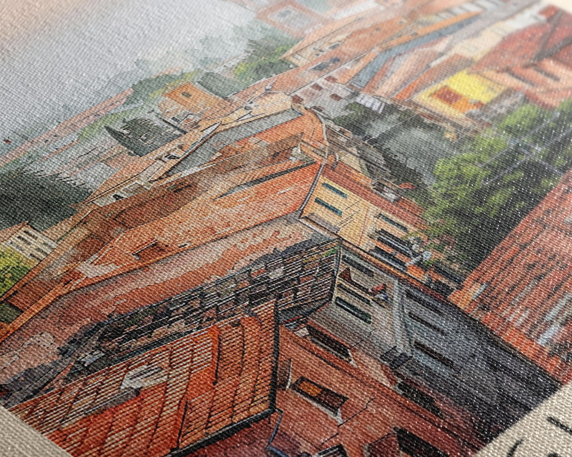 Reggio Emilia Italy Travel Poster Framed Canvas Print, Watercolor Painting, Scenic Wall Art, Home Decor, Italian Landscape, Artistic Art