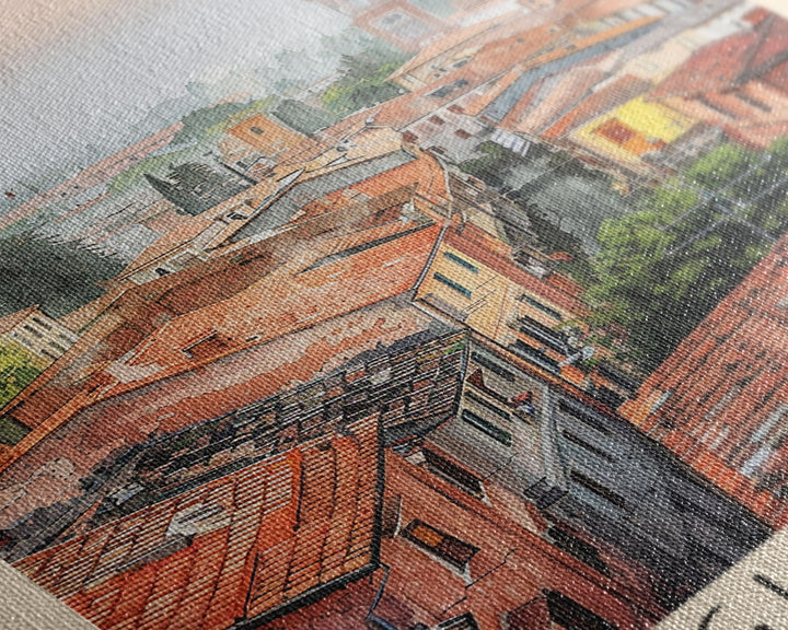 Reggio Emilia Italy Travel Poster Framed Canvas Print, Watercolor Painting, Scenic Wall Art, Home Decor, Italian Landscape, Artistic Art