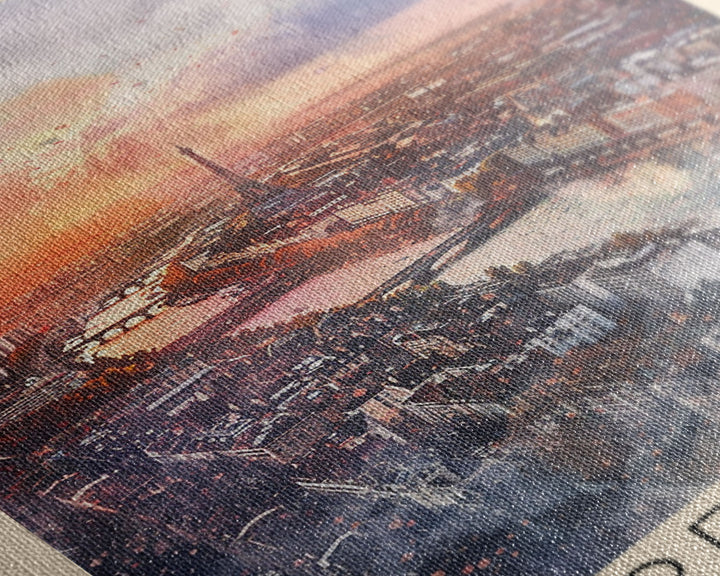 Rennes France Travel Poster Framed Canvas Print, Watercolor Painting, Scenic Wall Art, Home Decor, French Cityscape, Modern Decor