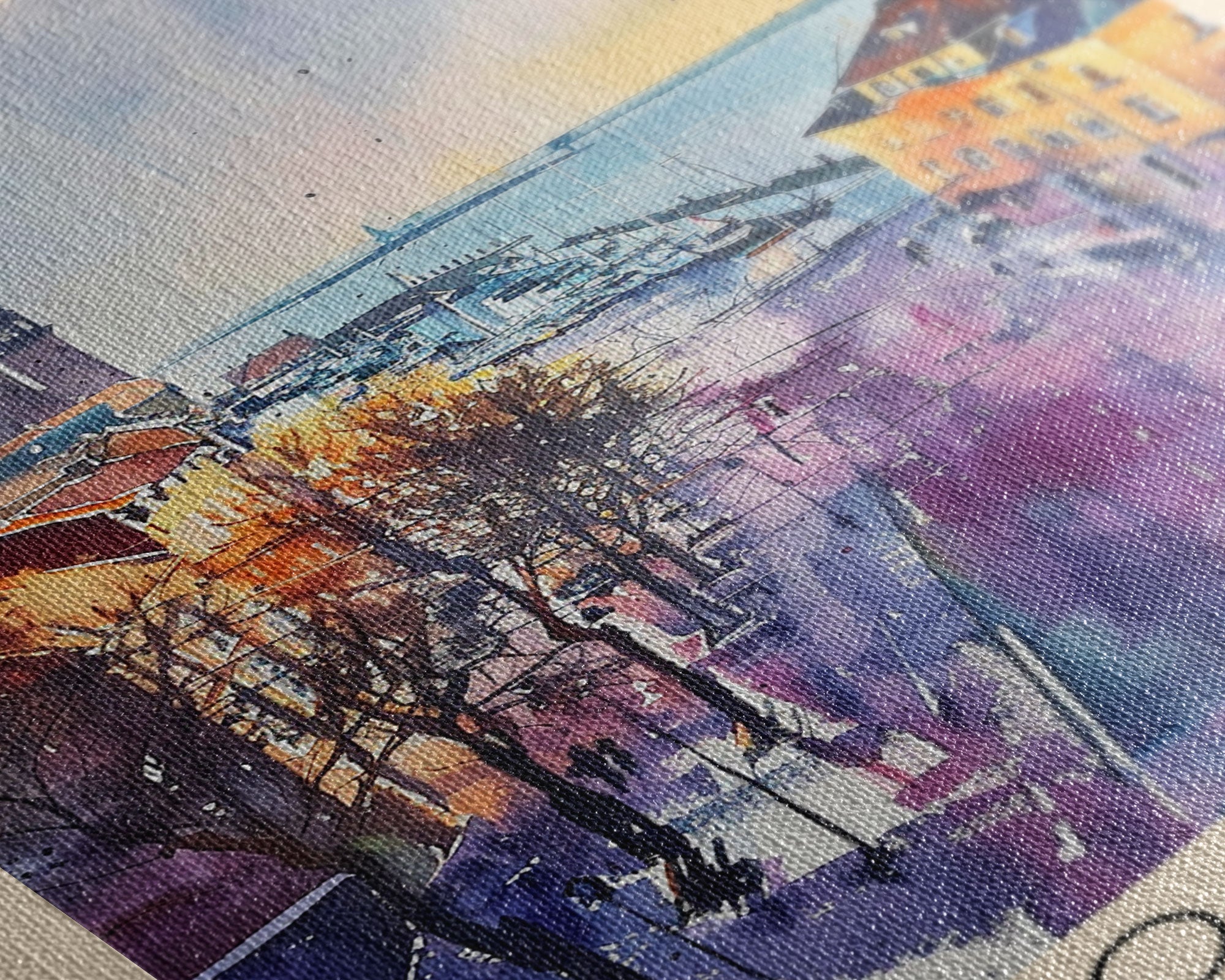 Roskilde Denmark Travel Poster Framed Canvas Print, Watercolor Painting, Scenic Wall Art, Home Decor, Danish Landscape, Modern Decor