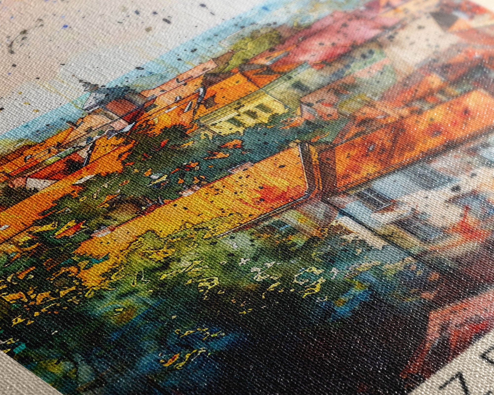 Rzeszow Poland Travel Poster Framed Canvas Print, Watercolor Painting, Urban Wall Art, Home Decor, Polish Cityscape, Classic Decor