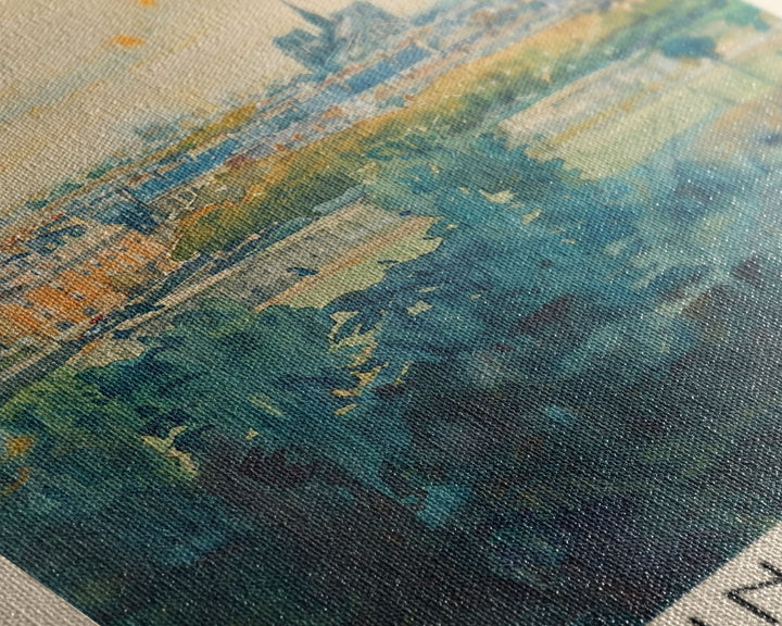 Saint Denis France Travel Poster Framed Canvas Print, Watercolor Painting, Historic Wall Art, Home Decor, French Cityscape, Vibrant Art