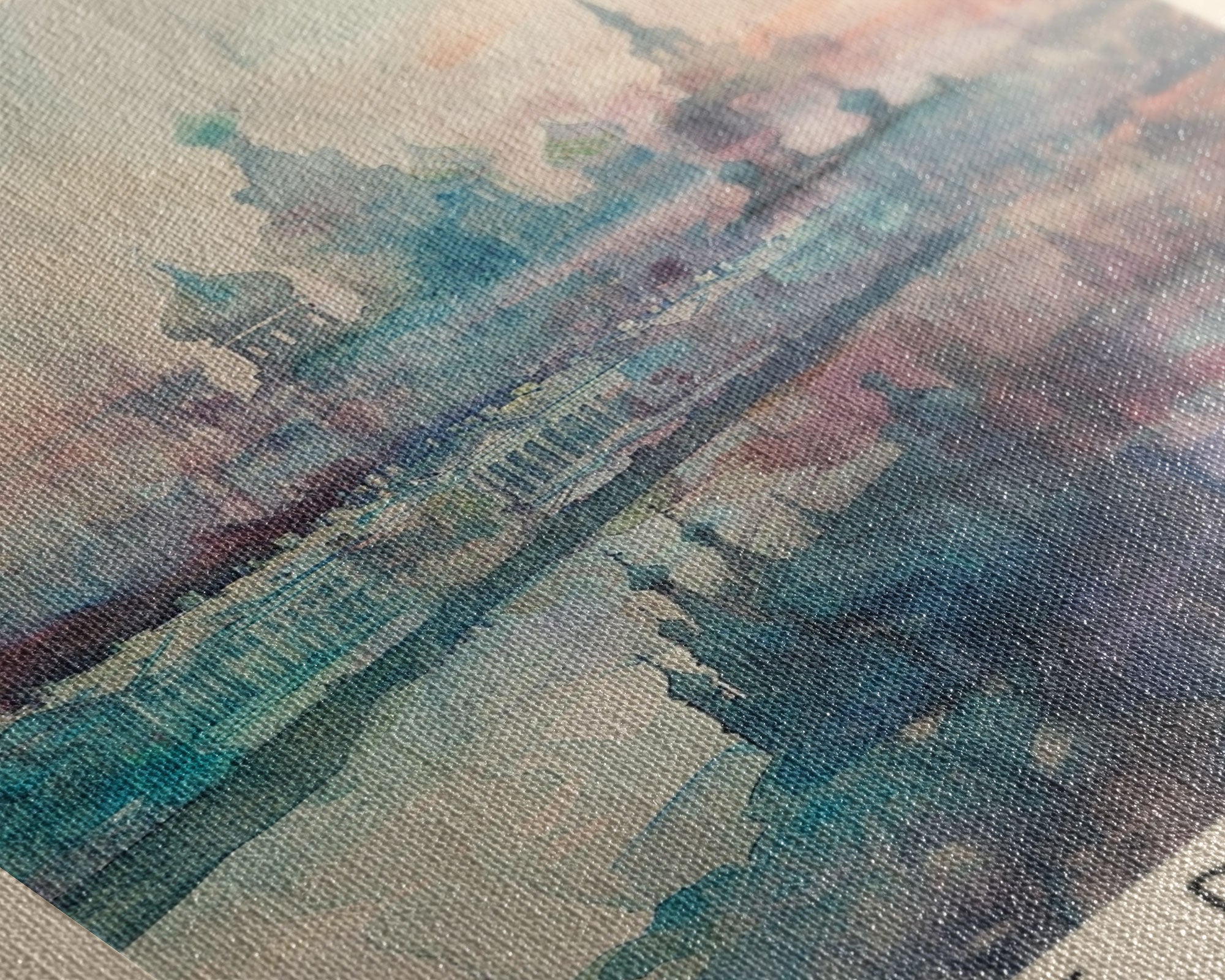 Saint Petersburg Russia Travel Poster Framed Canvas Print, Watercolor Painting, Historic Wall Art, Home Decor, Russian Architecture, Vibrant Art