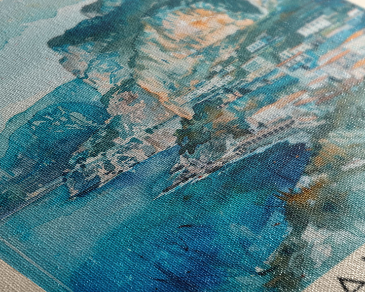 Salerno Italy Travel Poster Framed Canvas Print, Watercolor Painting, Coastal Wall Art, Home Decor, Italian Seaside, Modern Art