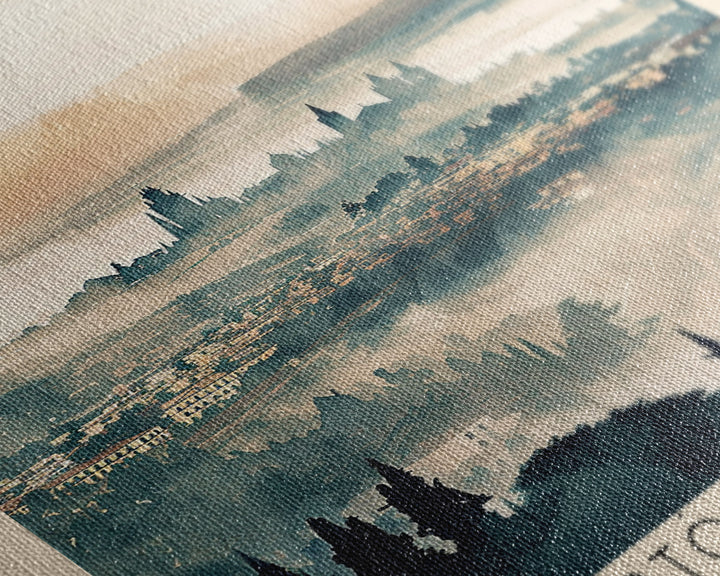 San Cristobal de La Laguna Spain Travel Poster Framed Canvas Print, Watercolor Painting, Scenic Wall Art, Home Decor, Spanish Landscape, Artistic Art