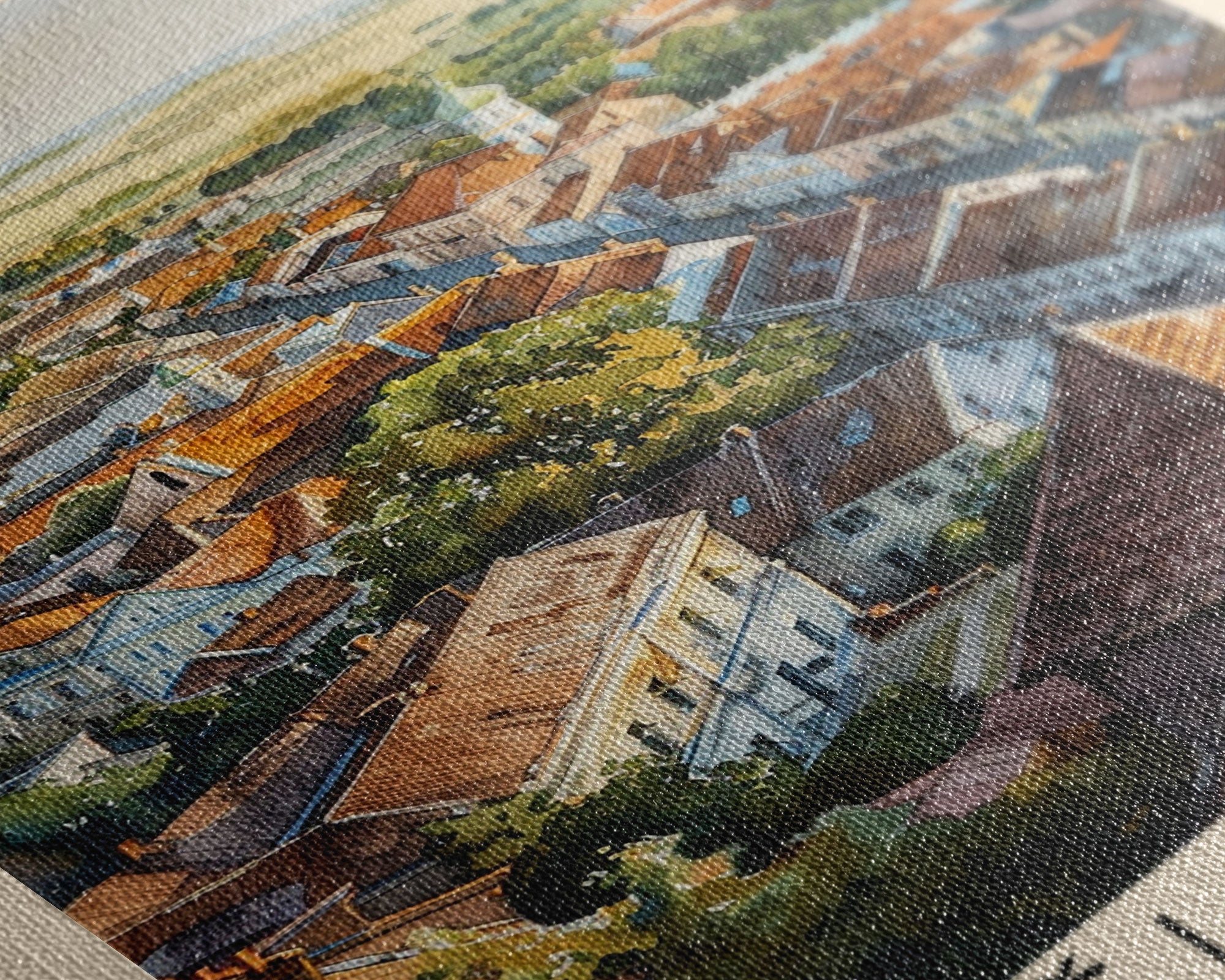 Siauliai Lithuania Travel Poster Framed Canvas Print, Watercolor Painting, Scenic Wall Art, Home Decor, Lithuanian Cityscape, Modern Decor